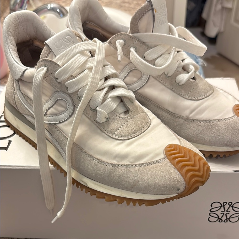 Loewe White and Brown Sneakers